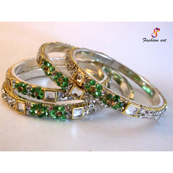 Chowki Churi - Stoned Studded Brass Bangle (6-Set's Box)