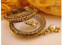 Kundan Moti Latkan - Brass Bangle Set (6 Set's Box)