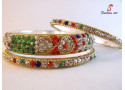Sultan - Stoned Studded Brass Bangle (6 Set's Box)