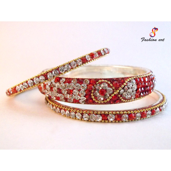 Sultan - Stoned Studded Brass Bangle (6 Set's Box)