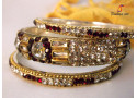 Zenab - Stoned Studded Brass Bangle (6 Set's Box)