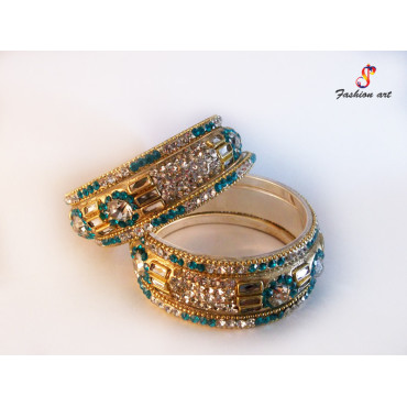 Zenab - Stoned Studded Brass Bangle (6 Set's Box) Zenab - Stoned Studded Brass Bangle (6 Set's Box)