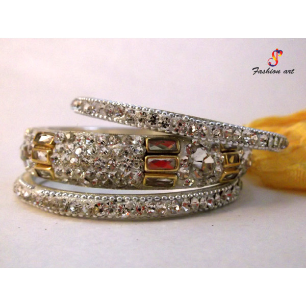 Zenab - Stoned Studded Brass Bangle (6 Set's Box)
