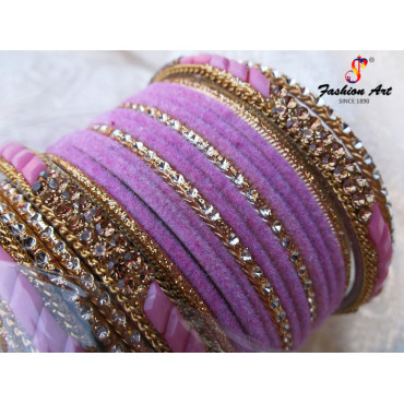 SPC 4250 - Designer Velvet Bangle (6 Colour, 6 Sets Box, 1 Box)