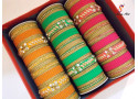SPC-5050 - Designer Stone Studded Metal Bangle (Size: 2.10", 3 Colour, 3 Sets Box)
