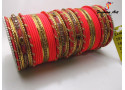 SPC DSG 2 - Thread Work Stone Studded Metal Bangle (6 Colour x 6 Sets, 1 Box)